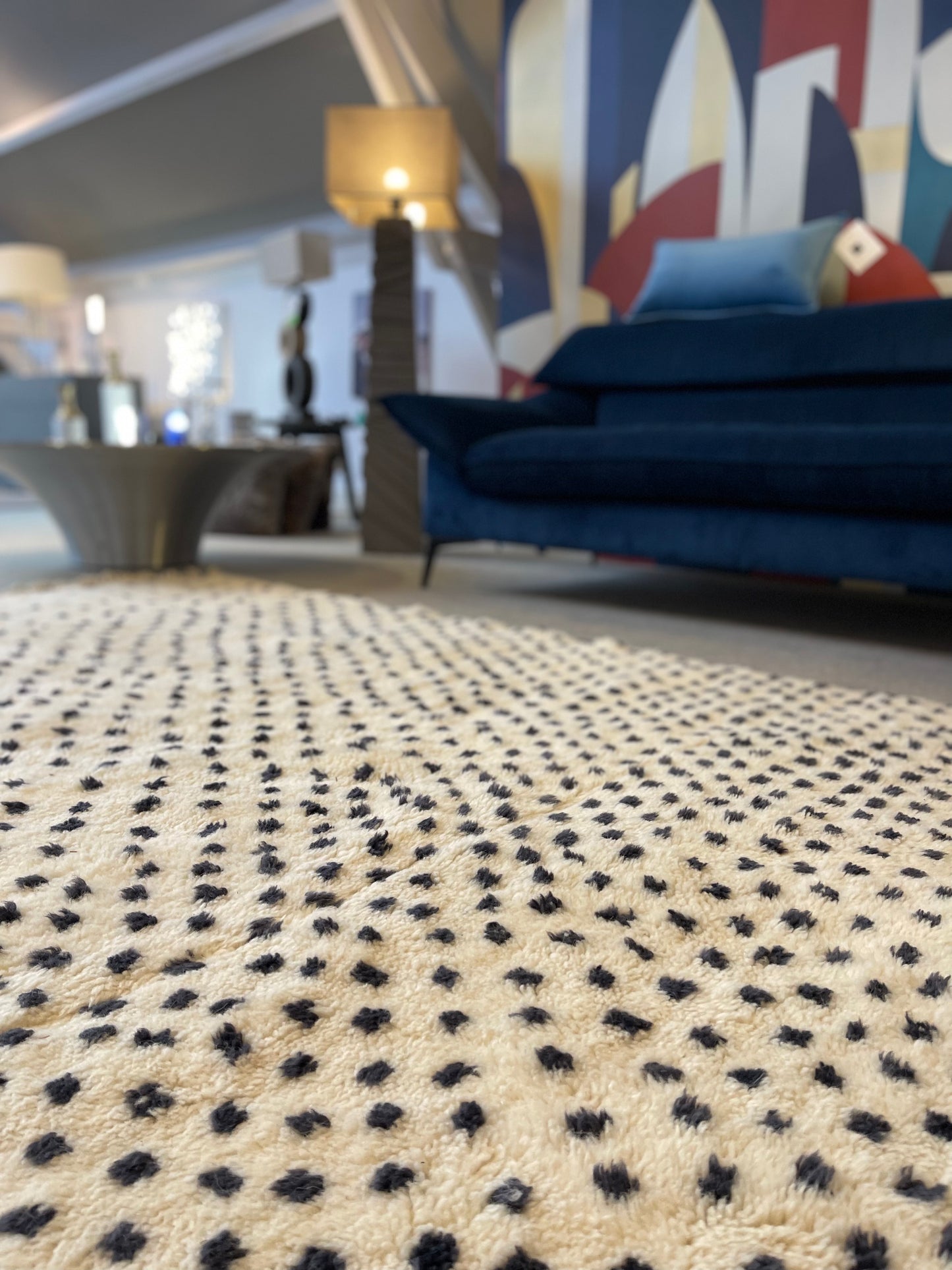 Tapis petits pois noirs-170cm x 240cm