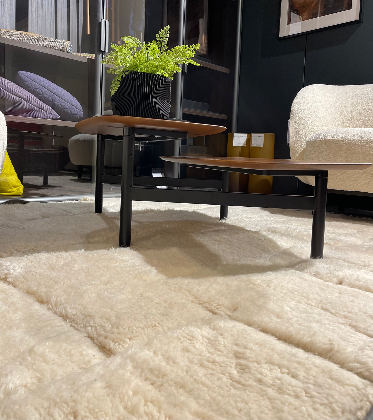 Tapis lignes blanches perpendiculaires - 170cm x 240cm