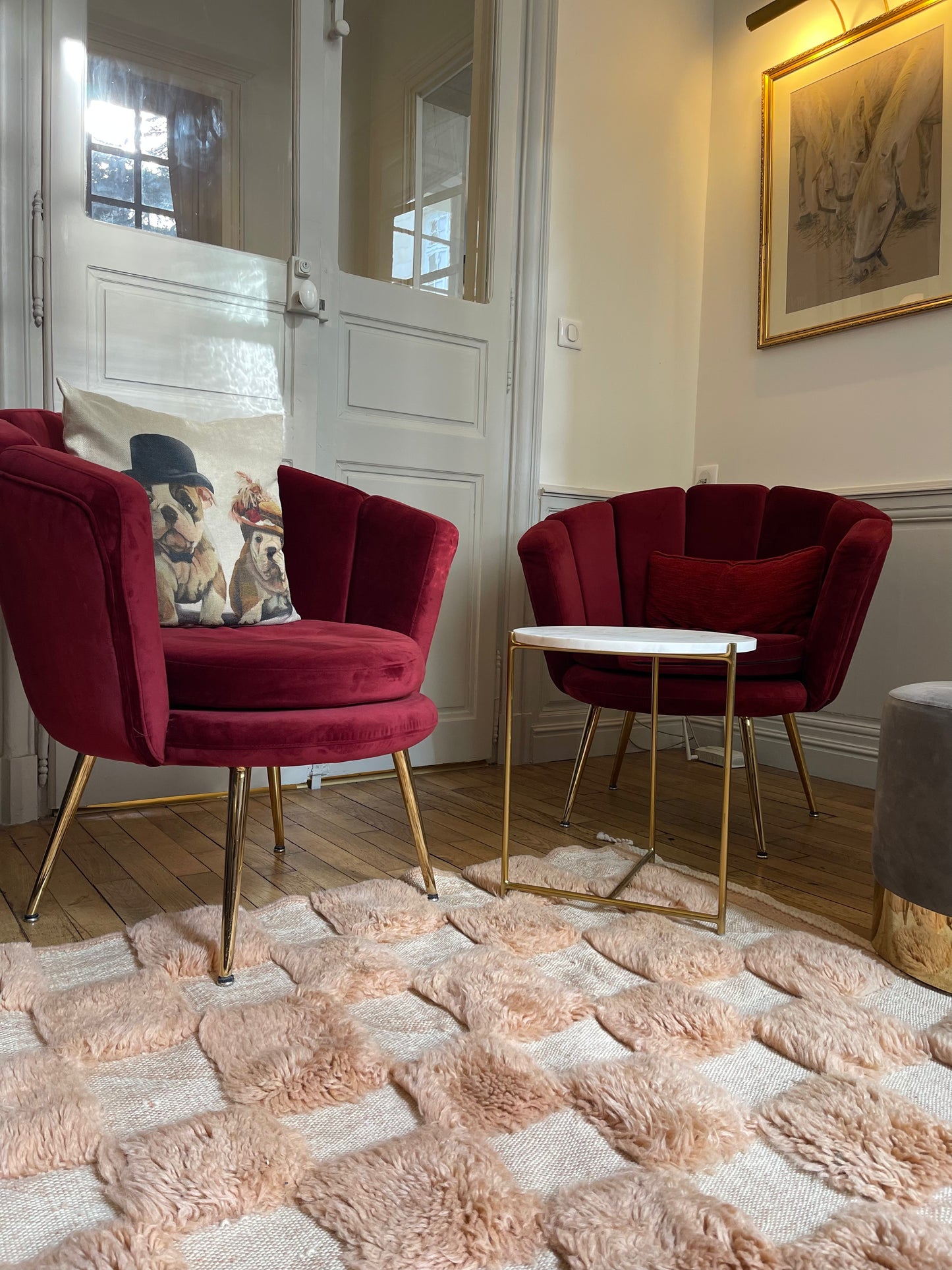 Tapis damiers roses - 170cm x 240cm