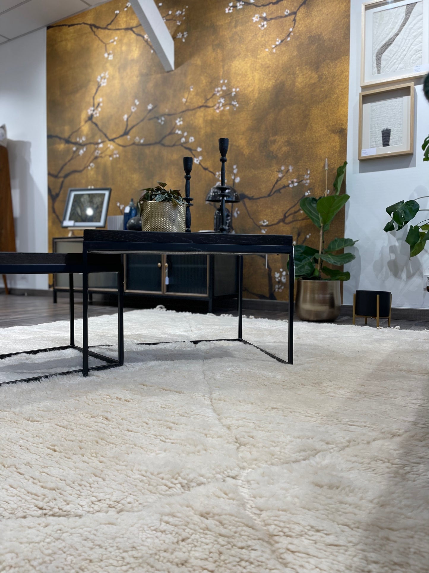 Tapis lignes blanches diagonales - 170cm x 240cm